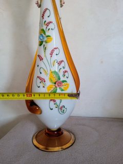 مزهرية انتيك من زجاج الاوبالين الفرنسي (عمل يدوي مستوحى من فن المورانو) 4