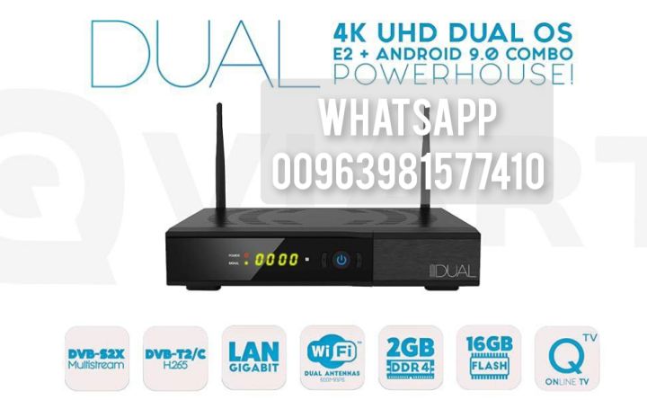 Qviart DUAL 4K UHD LINUX Enigma 2 + Android 9.0 DVB-S2X+T2/C H.26